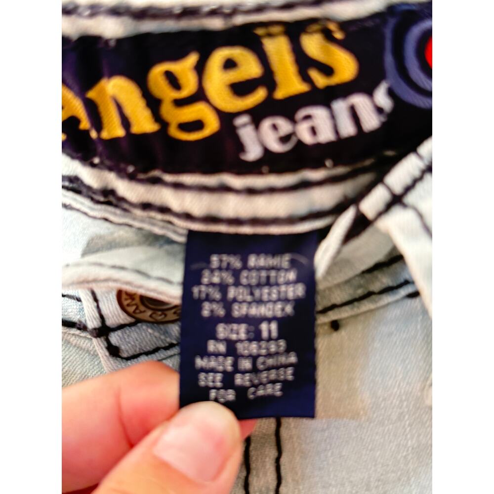 Angel Jeans Stone Washed Size 11 Women's Long Bermuda Shorts - Picture 6 of 9